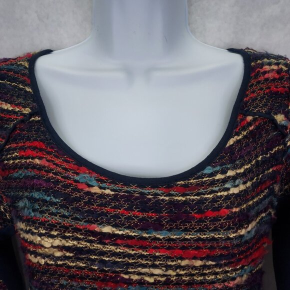 Anthropologie Maeve Dress XS Colorful Sparkly Chunky Yarn Stripe Stretch Pockets - Picture 3 of 16